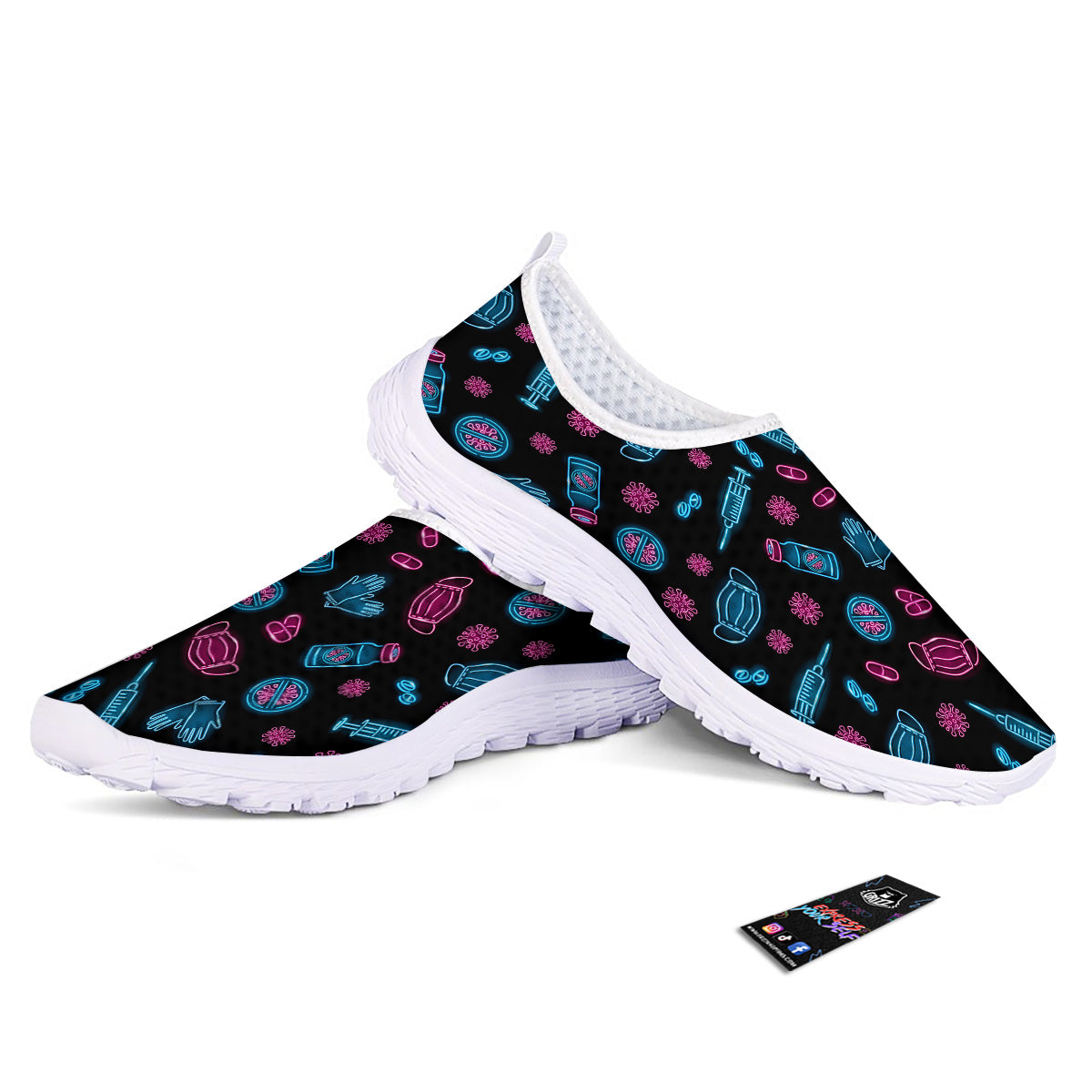 Neon Medical Equipment Print Pattern Nurse Shoes-grizzshop