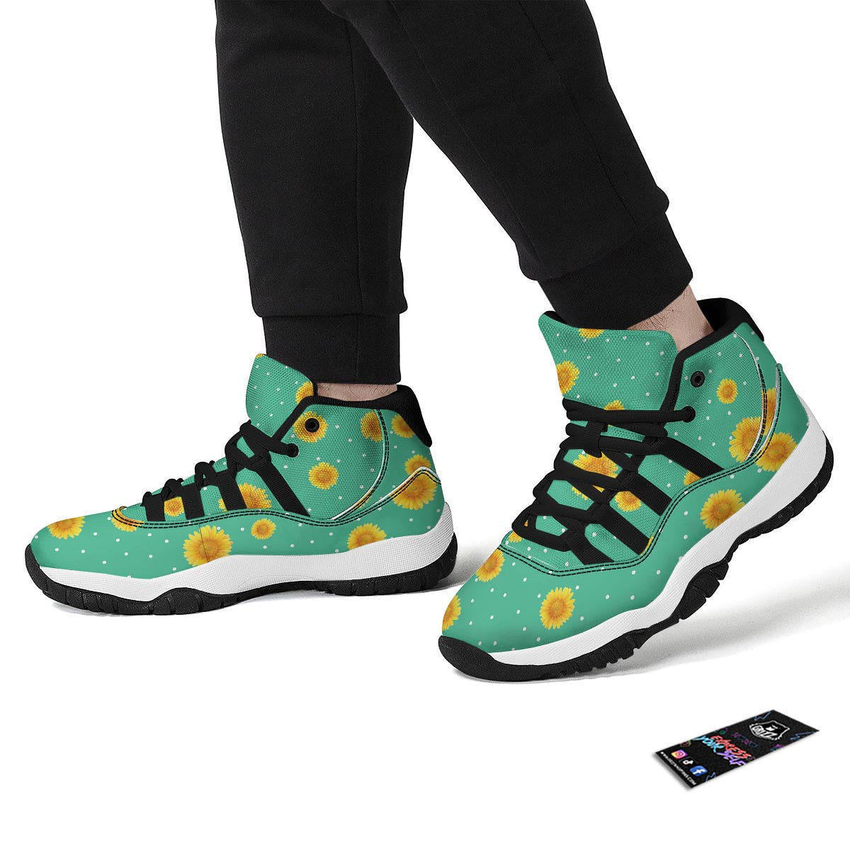 Neon Palm Tree Print Pattern Black Bball Shoes-grizzshop