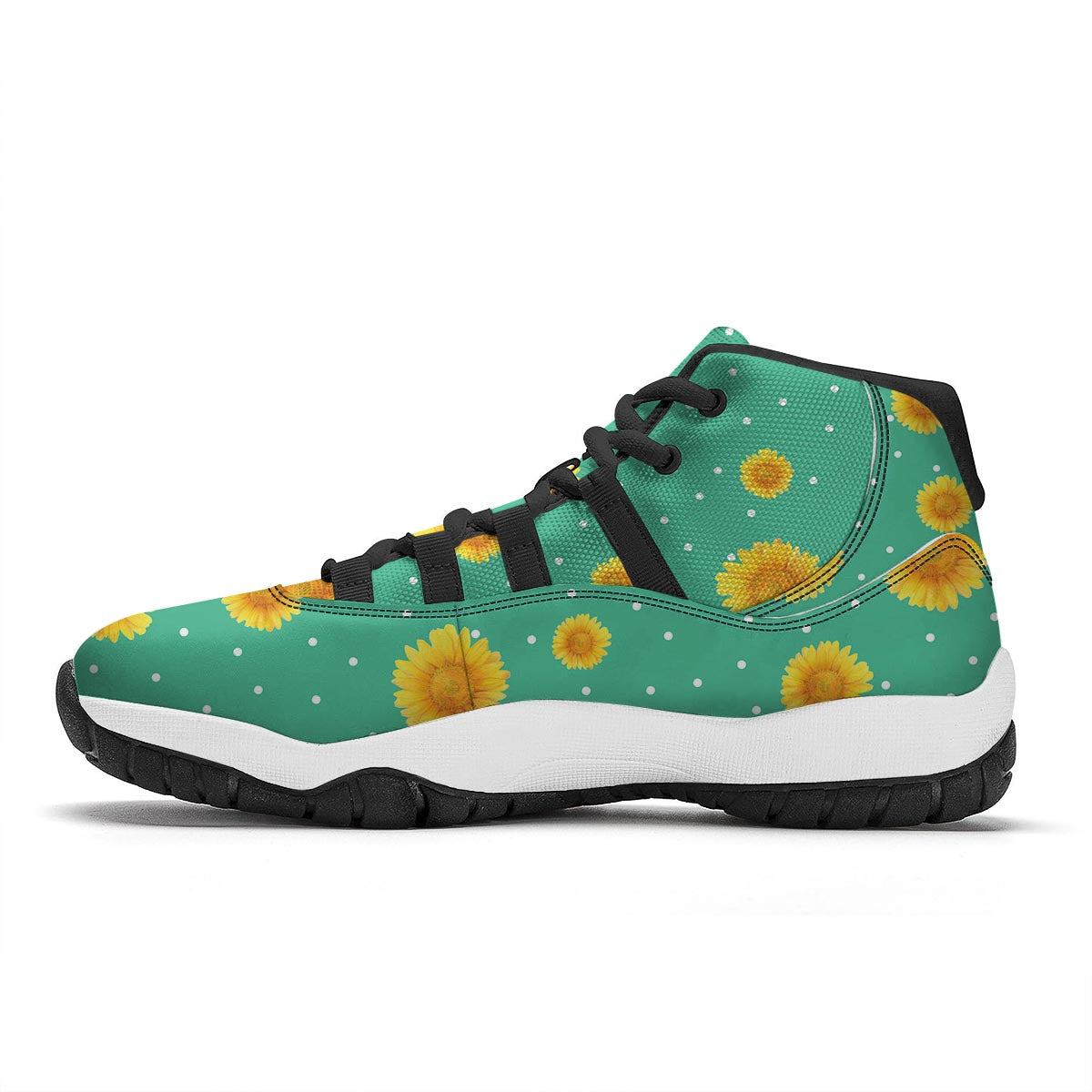 Neon Palm Tree Print Pattern Black Bball Shoes-grizzshop