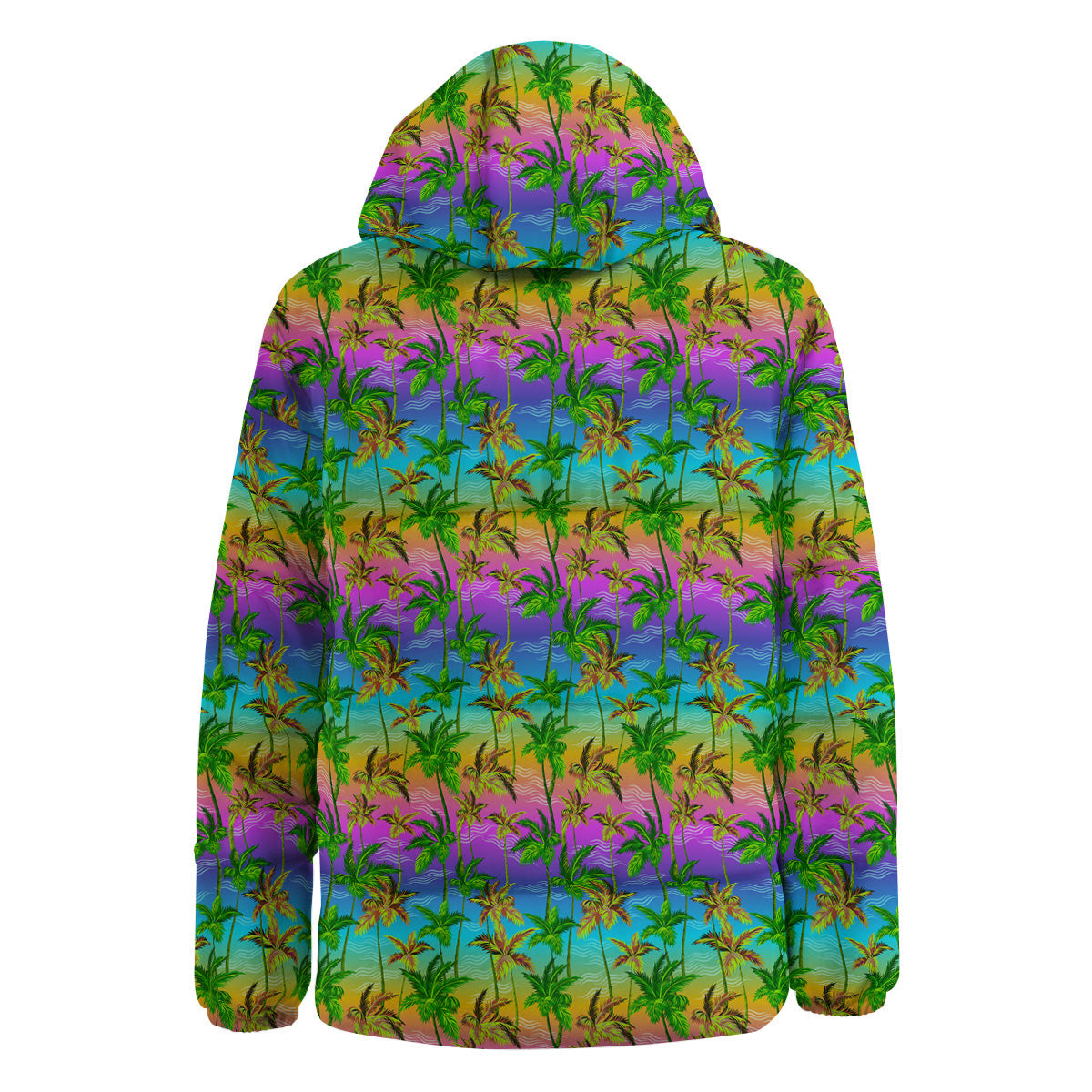 Neon Palm Tree Print Pattern Down Jacket-grizzshop