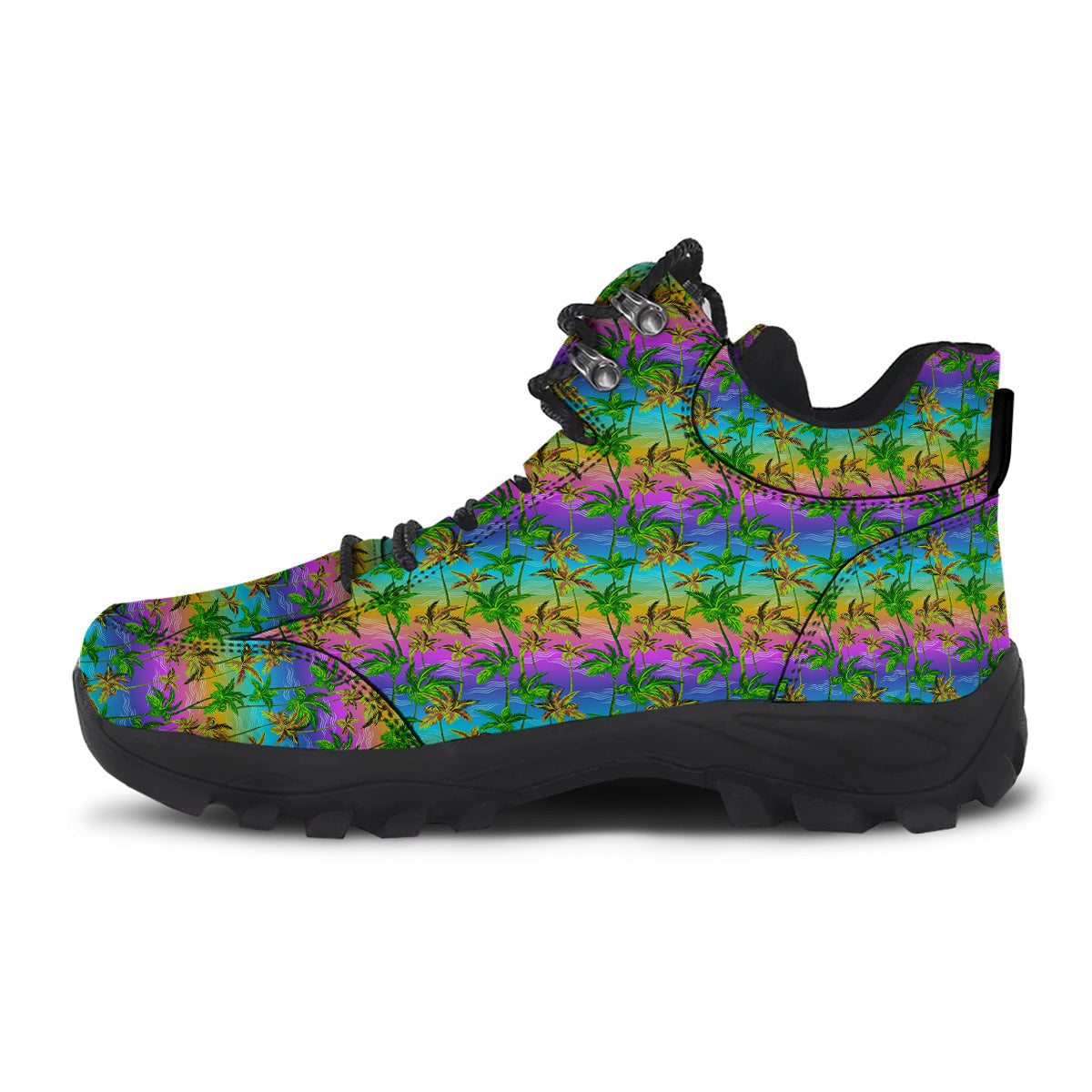 Neon Palm Tree Print Pattern Hiking Shoes-grizzshop