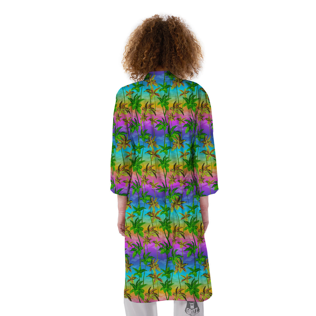 Neon Palm Tree Print Pattern Kimono-grizzshop