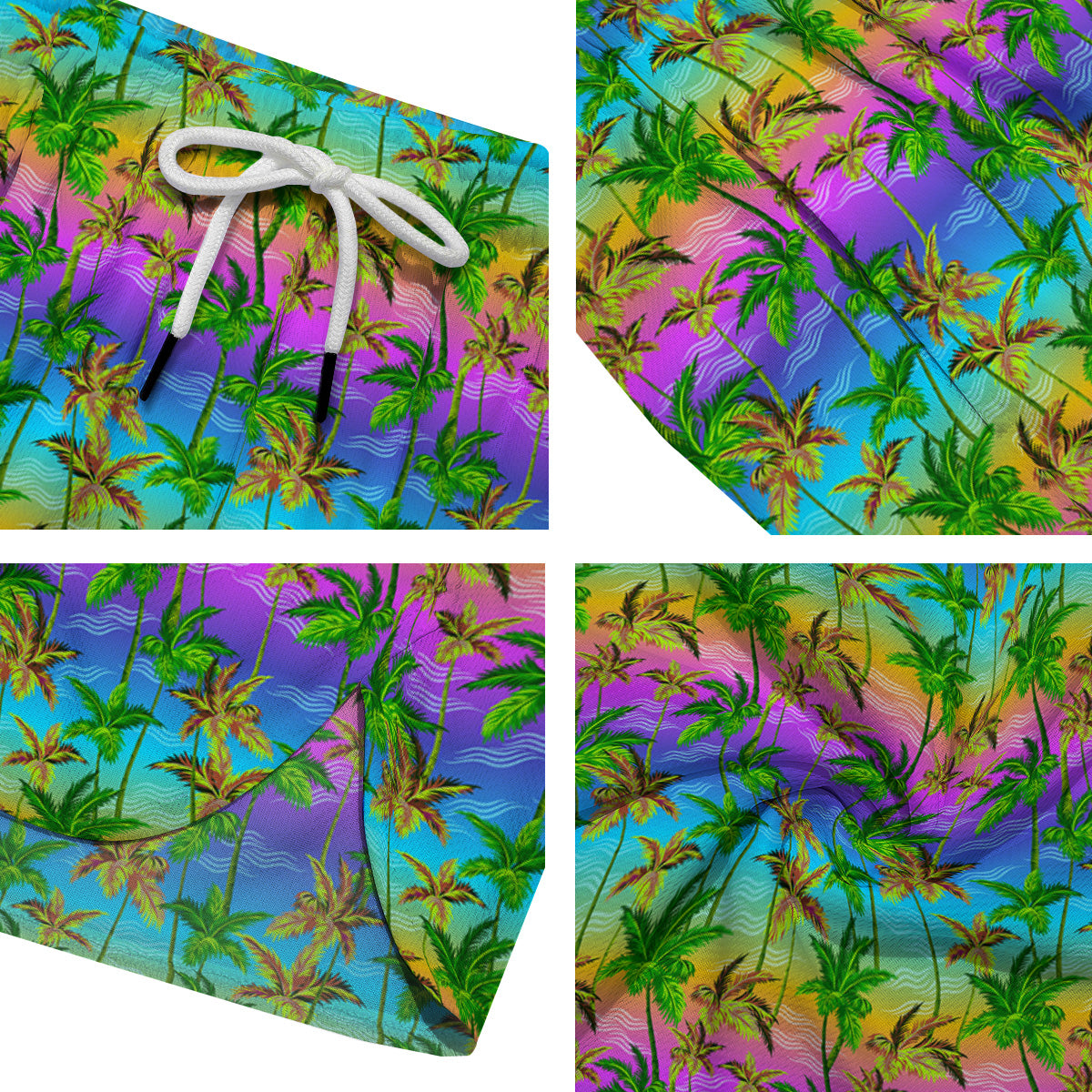 Neon Palm Tree Print Pattern Men's Running Shorts-grizzshop