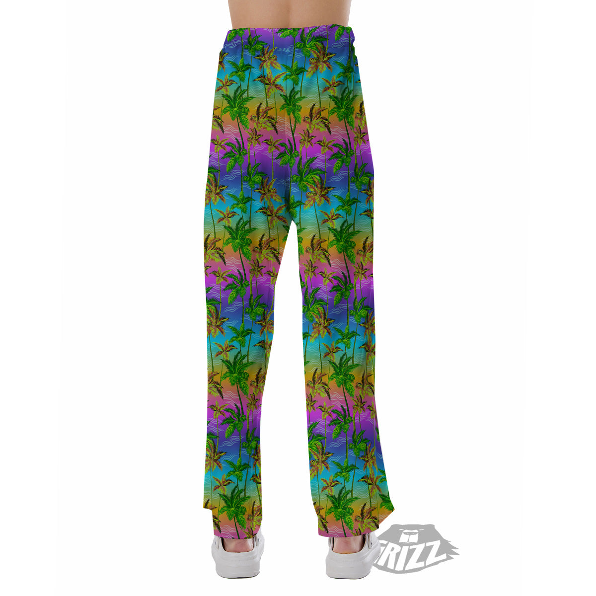 Neon Palm Tree Print Pattern Pajama Pants-grizzshop