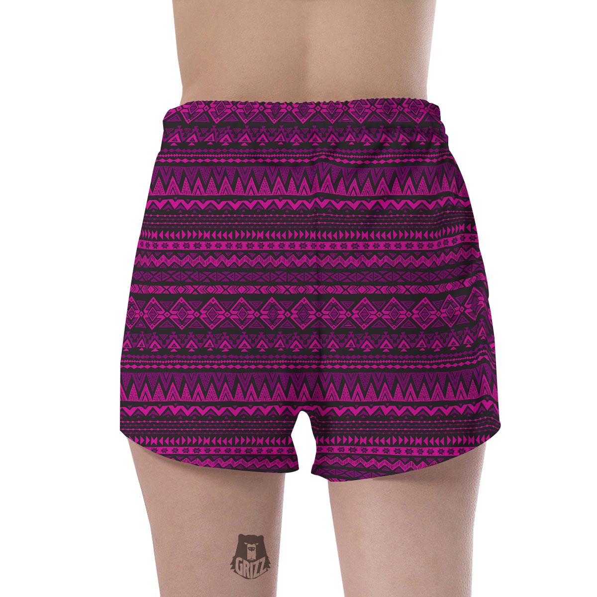 Neon Pink Ethic Aztec Print Women's Shorts-grizzshop
