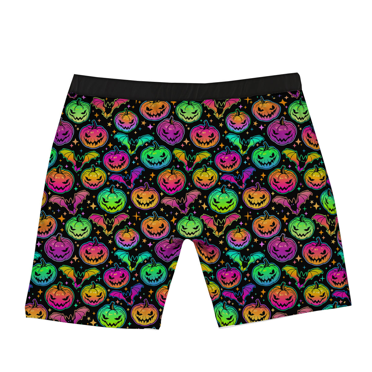 Neon Pumpkins And Bat Halloween Print Pattern Boxer Briefs-grizzshop