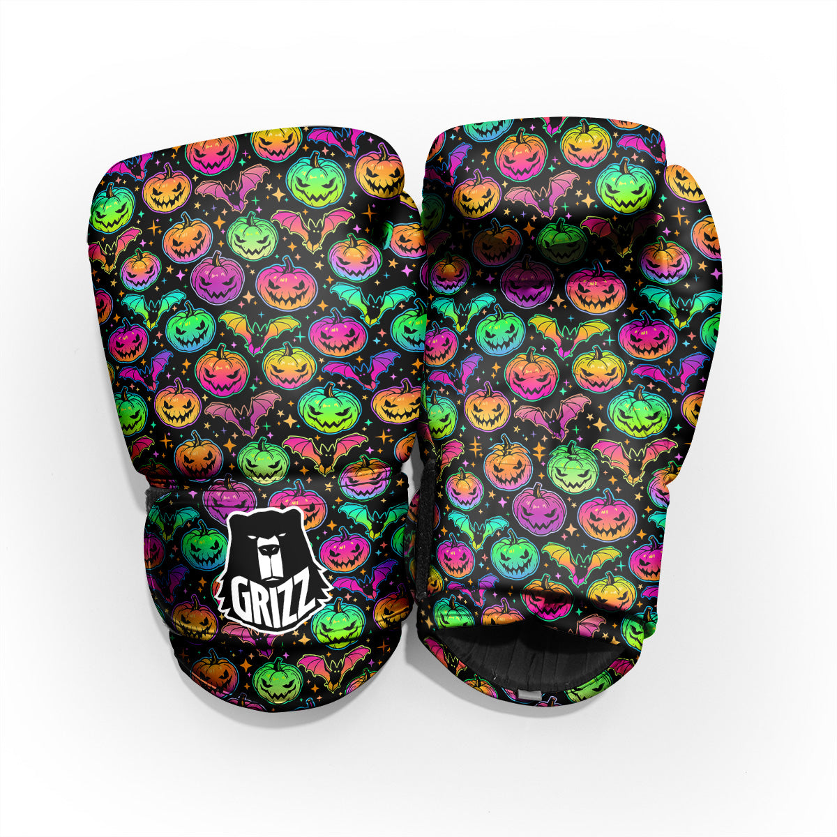 Neon Pumpkins And Bat Halloween Print Pattern Pro Boxing Glove