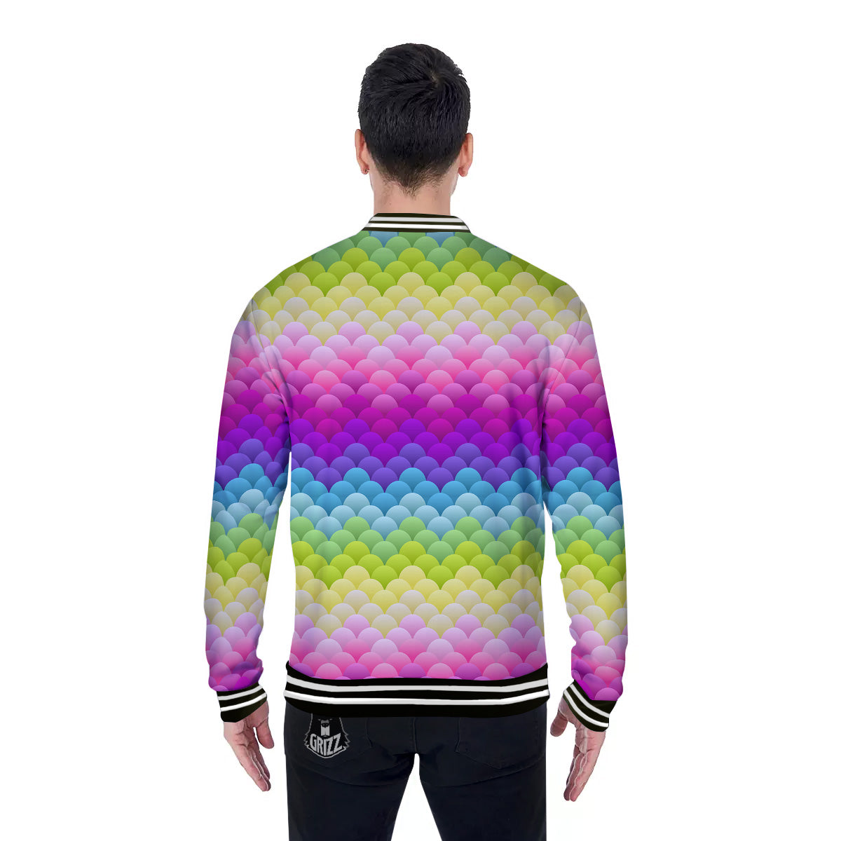 Neon Rainbow Light Blobs Print Pattern Baseball Jacket-grizzshop