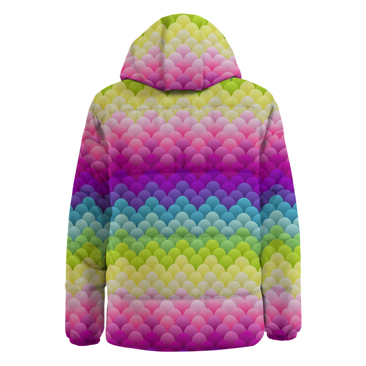 Neon Rainbow Light Blobs Print Pattern Down Jacket-grizzshop