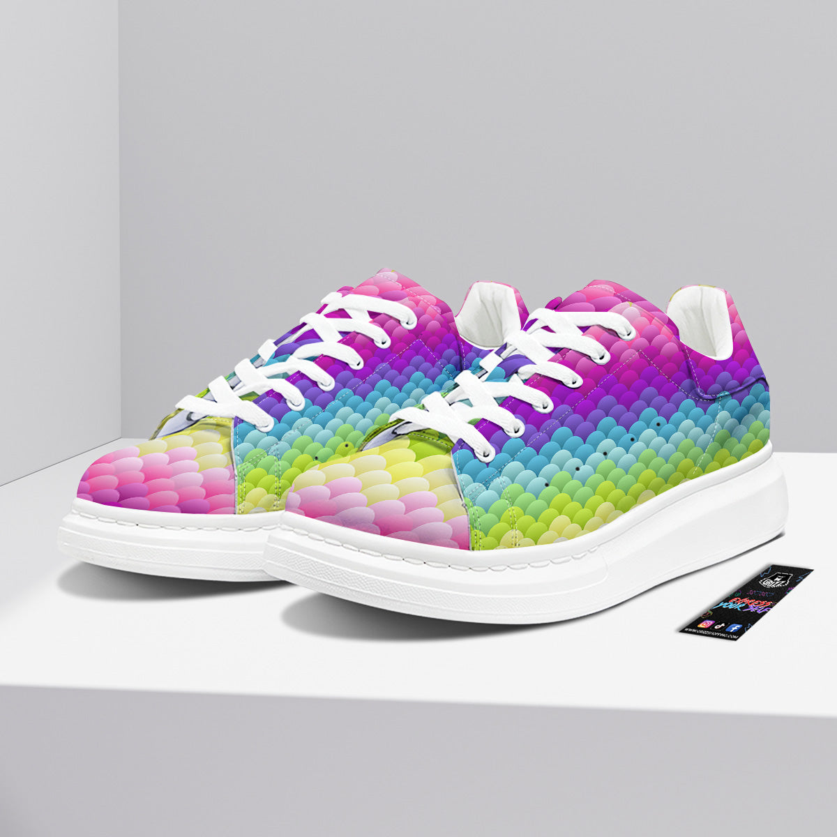 Neon Rainbow Light Blobs Print Pattern Platform Shoes-grizzshop