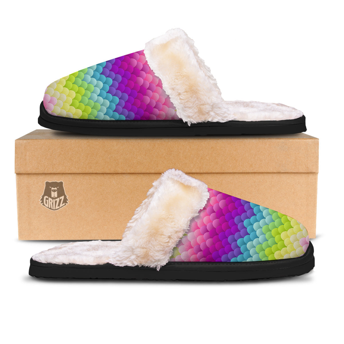 Neon Rainbow Light Blobs Print Pattern Slippers-grizzshop