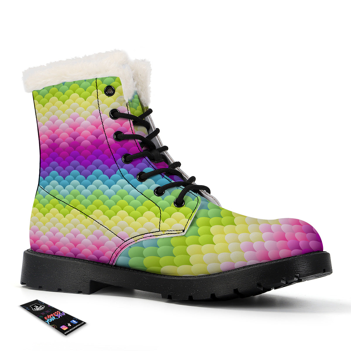 Neon Rainbow Light Blobs Print Pattern Winter Boots-grizzshop
