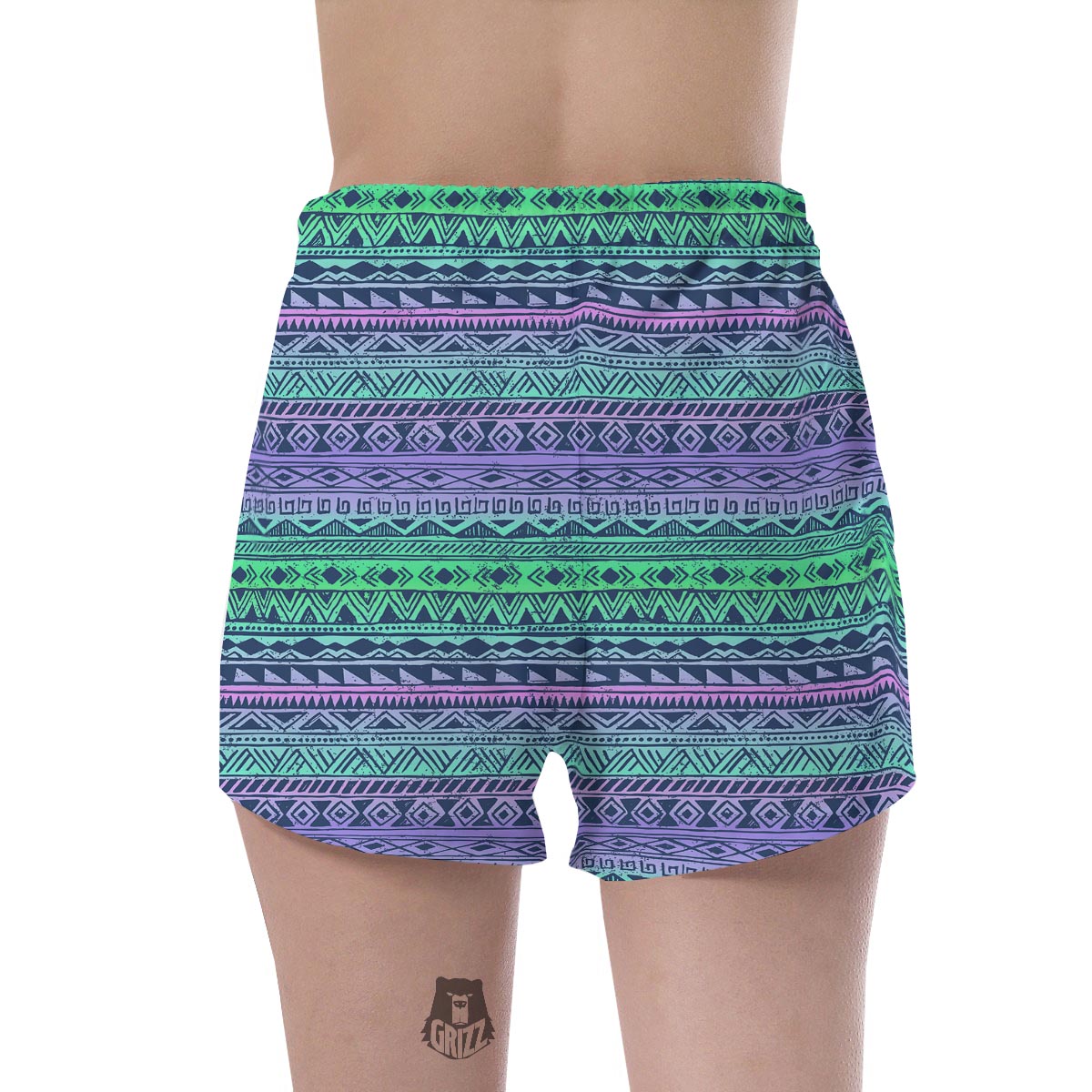 Neon Tribal Aztec Hand Drawn Women's Shorts-grizzshop