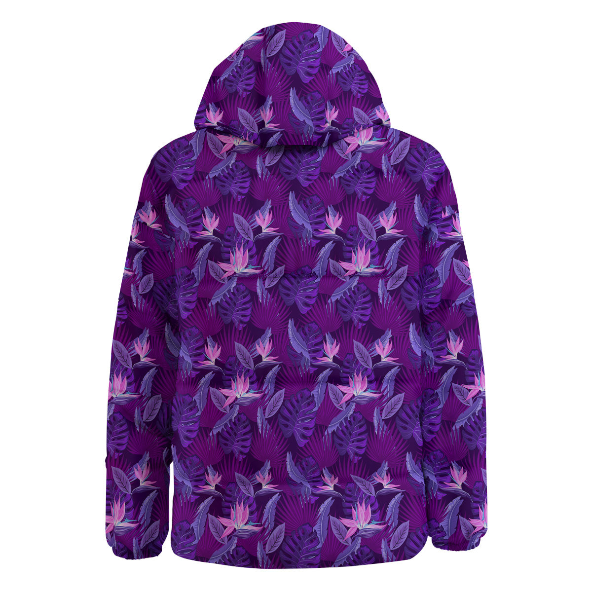 Neon Tropical Foliage And Leave Print Pattern Down Jacket-grizzshop