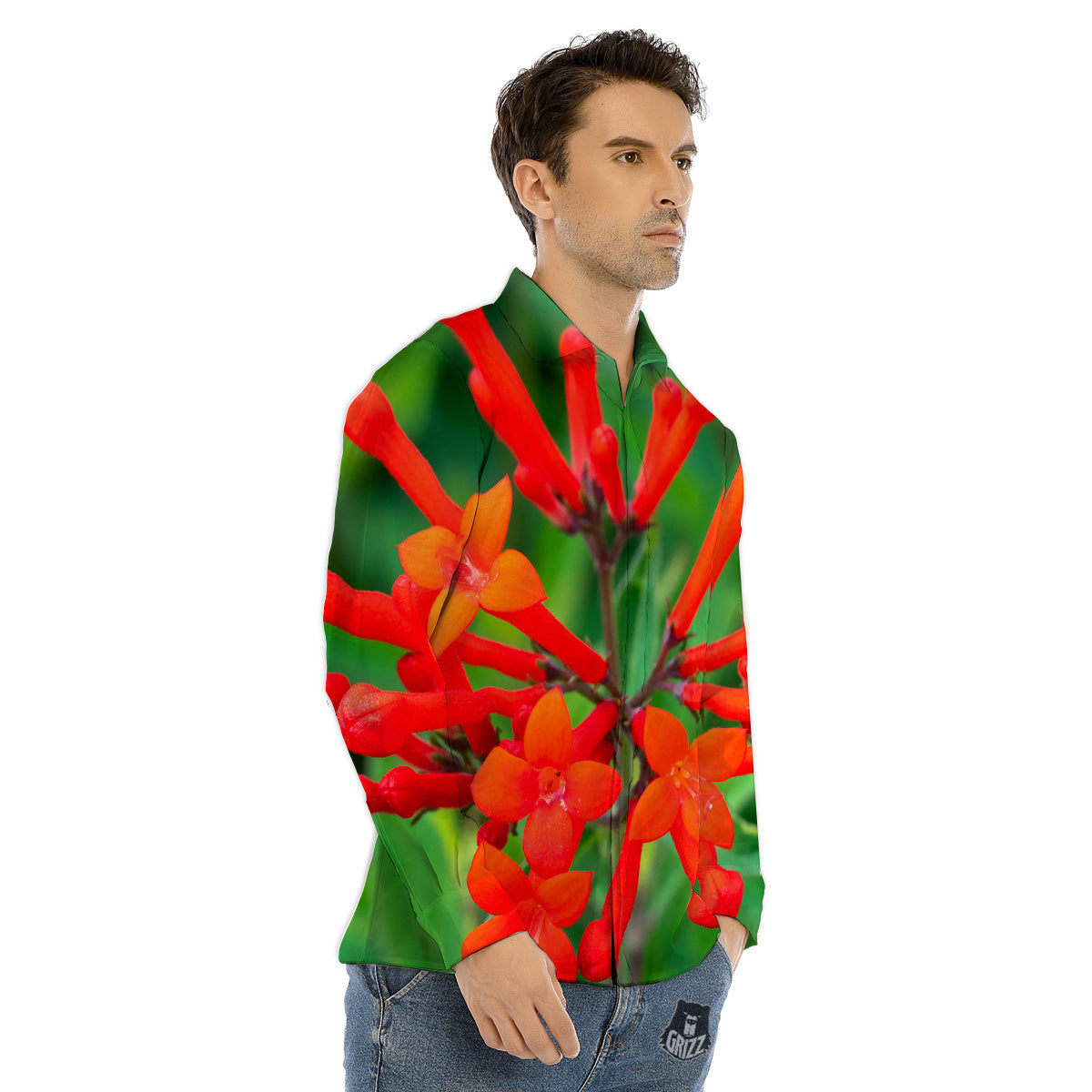 Neon Tropical Foliage And Leave Print Pattern Men's Dress Shirts-grizzshop