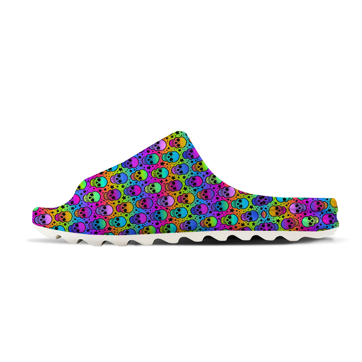 Neon Bright Human Skulls Print Pattern Sandals-grizzshop
