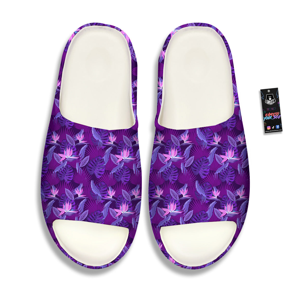Neon Tropical Foliage And Leave Print Pattern Sandals-grizzshop