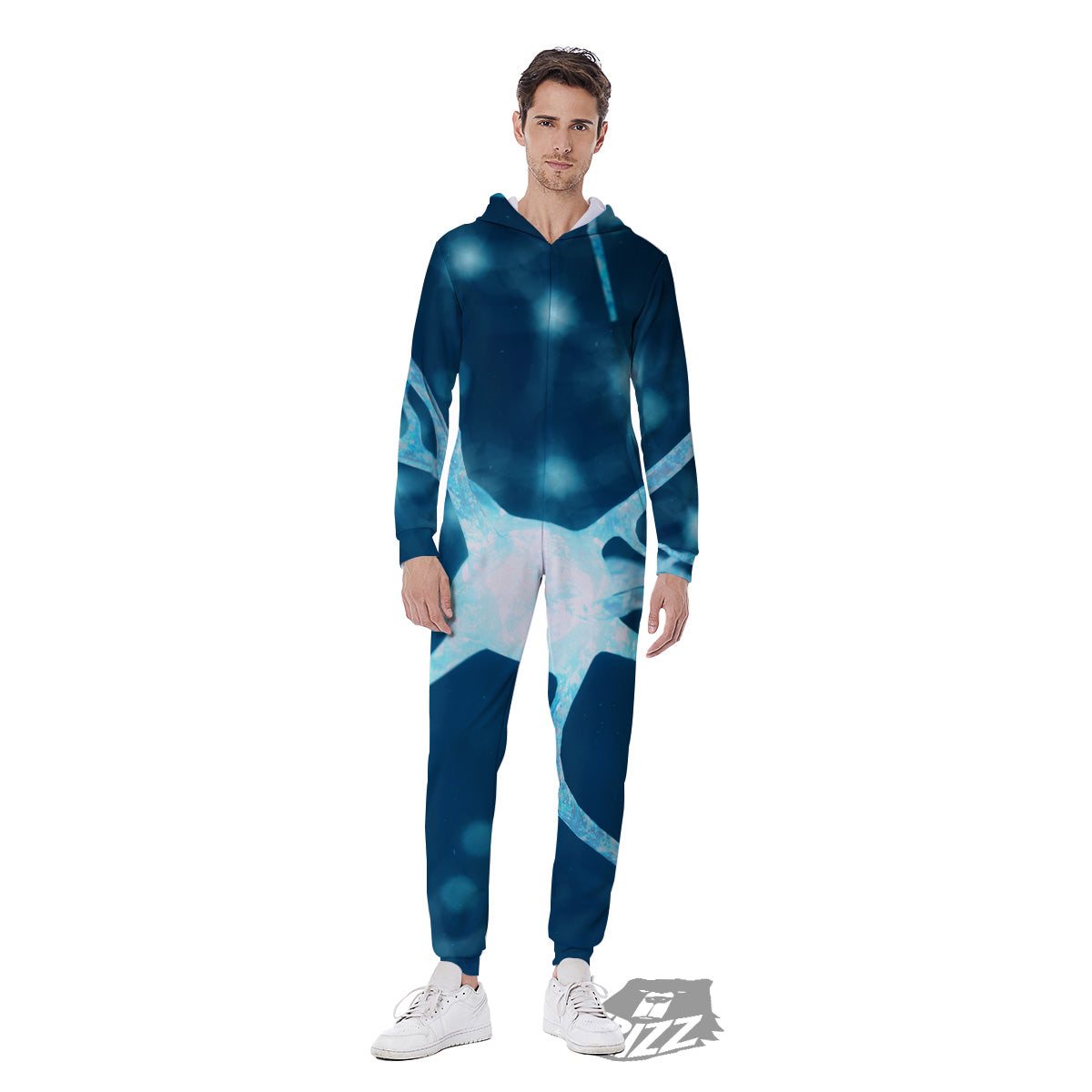 Neurons Inside The Brain Print Men's Jumpsuit-grizzshop