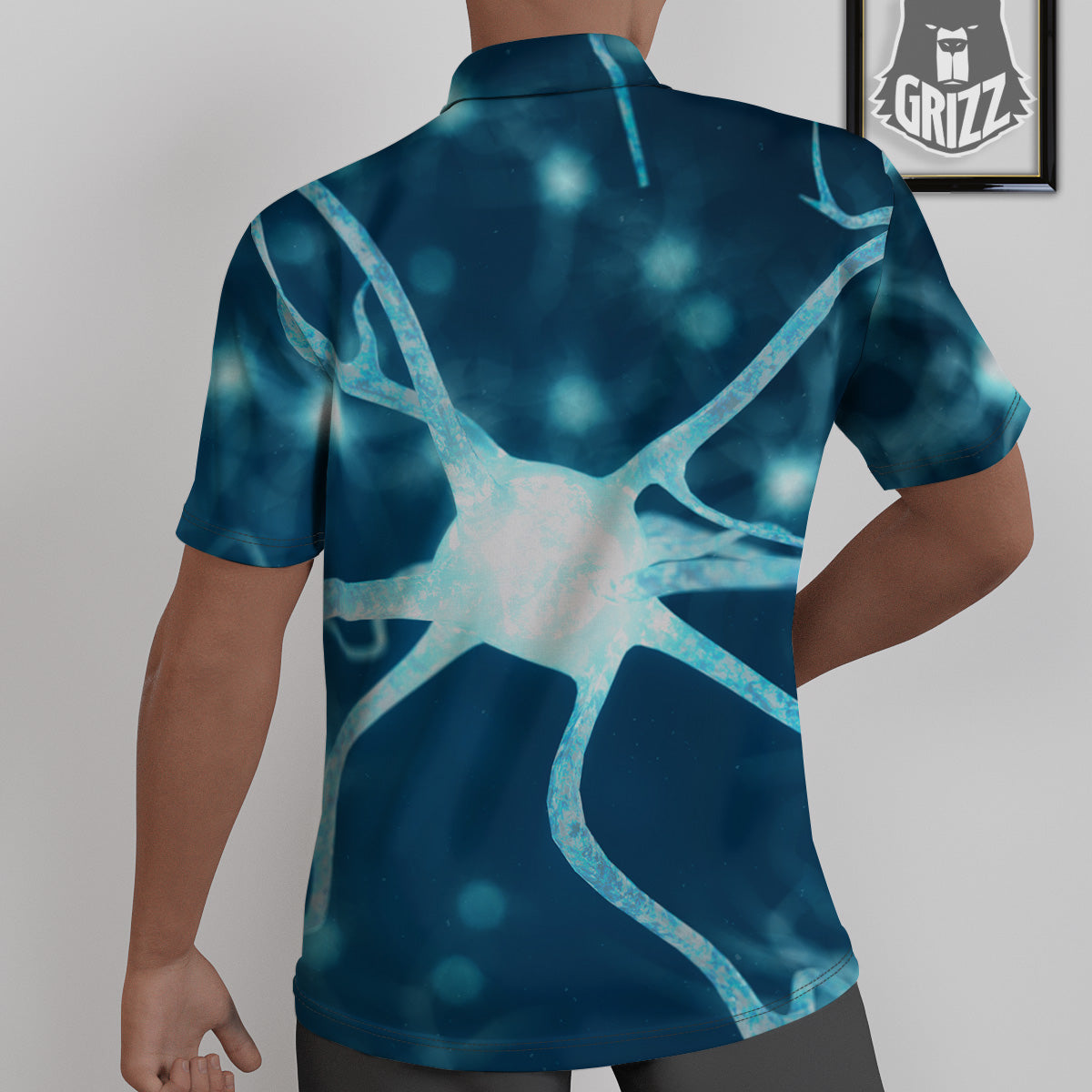 Neurons Inside The Brain Print Untucked Shirts-grizzshop