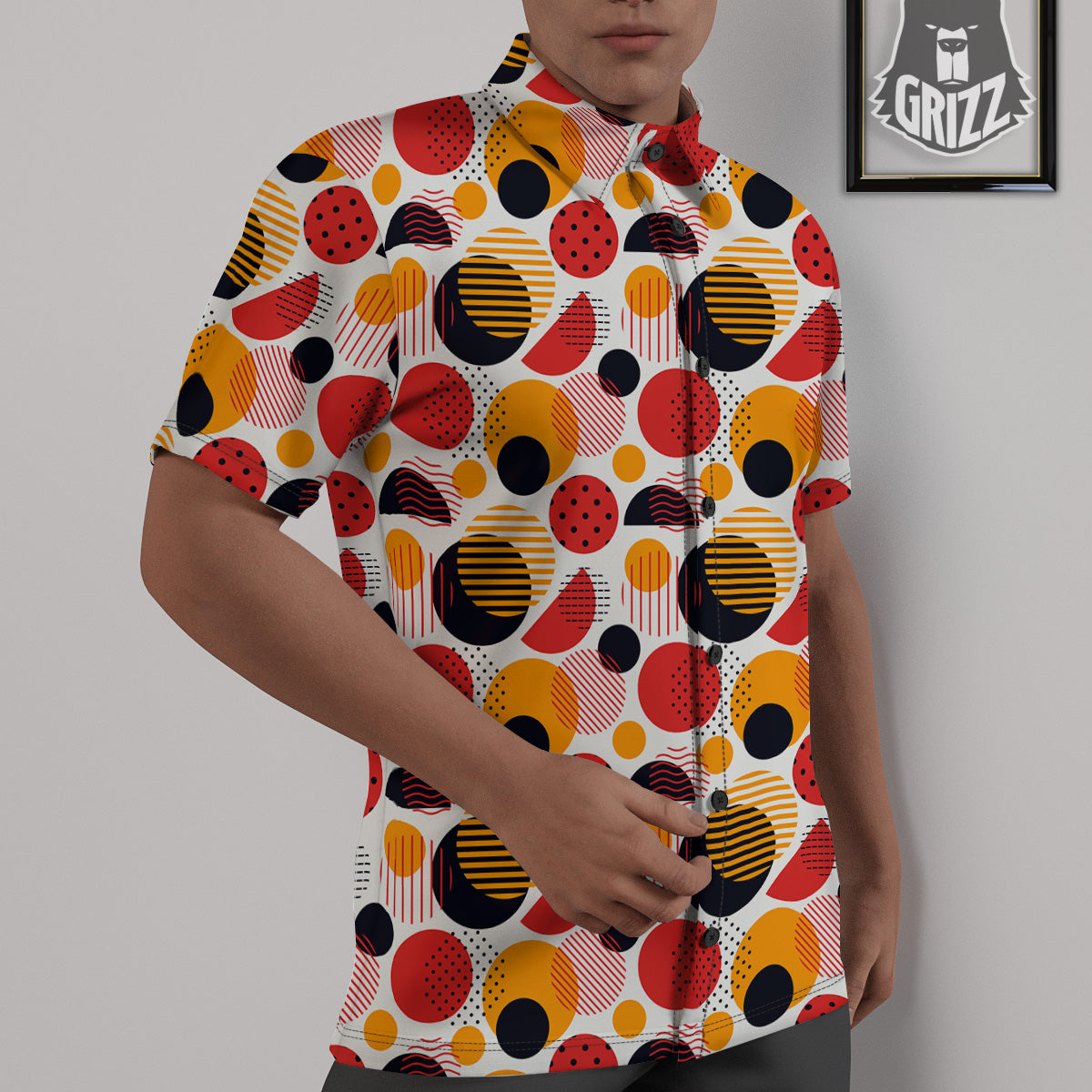 New Style Polka Dot Ornaments Print Pattern Untucked Shirts-grizzshop