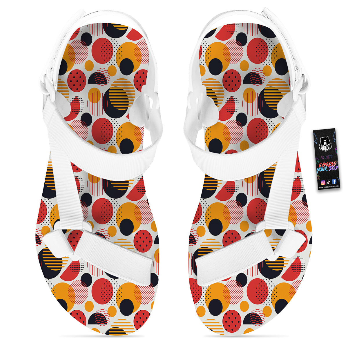 New Style Polka Dot Ornaments Print Pattern White Open Toe Sandals-grizzshop