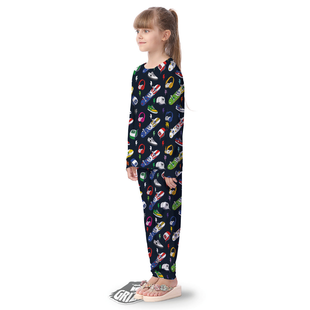 New York Skateboard Colorful Print Pattern Kid's Pajamas-grizzshop