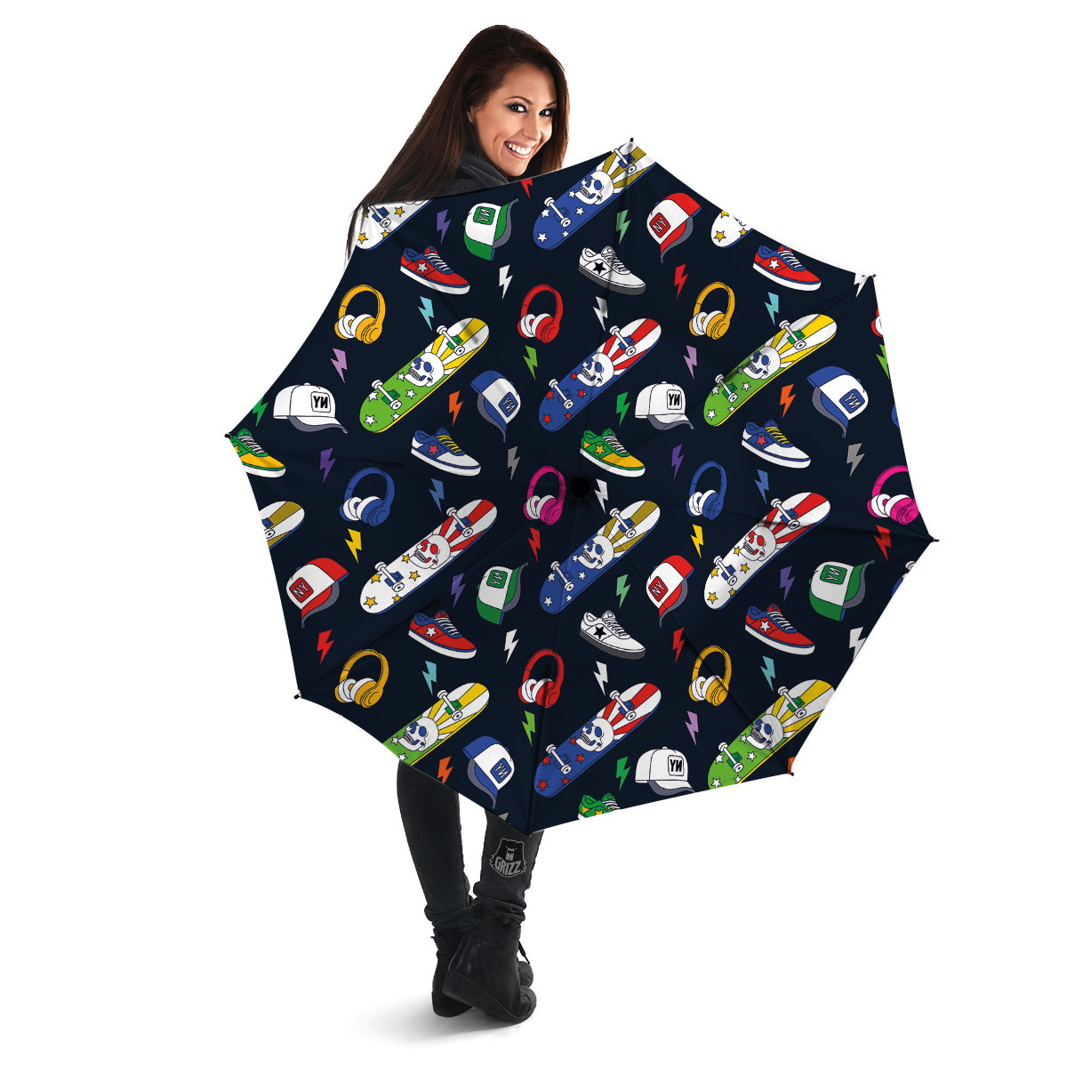 New York Skateboard Colorful Print Pattern Umbrella-grizzshop