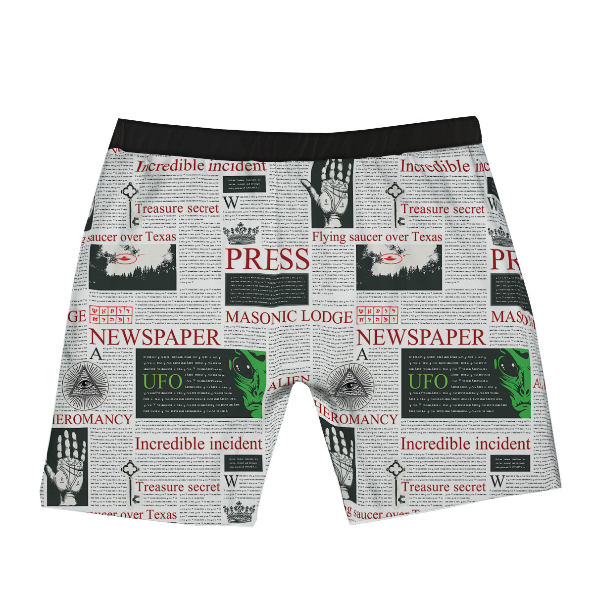 Newspaper Aliens Topic Print Pattern Boxer Briefs-grizzshop