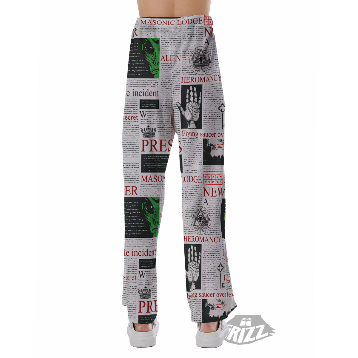 Newspaper Aliens Topic Print Pattern Pajama Pants-grizzshop