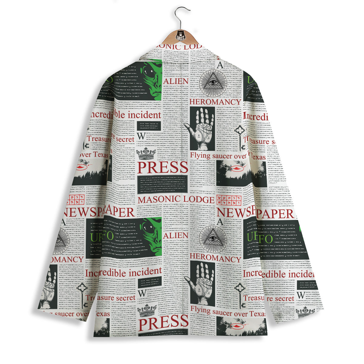Newspaper Aliens Topic Print Pattern Women's Blazer-grizzshop