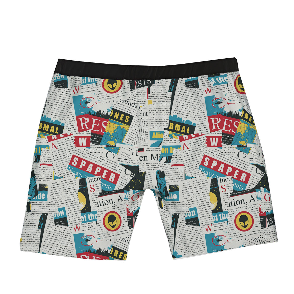 Newspaper Clippings On Aliens Topic Colorful Print Pattern Boxer Briefs-grizzshop