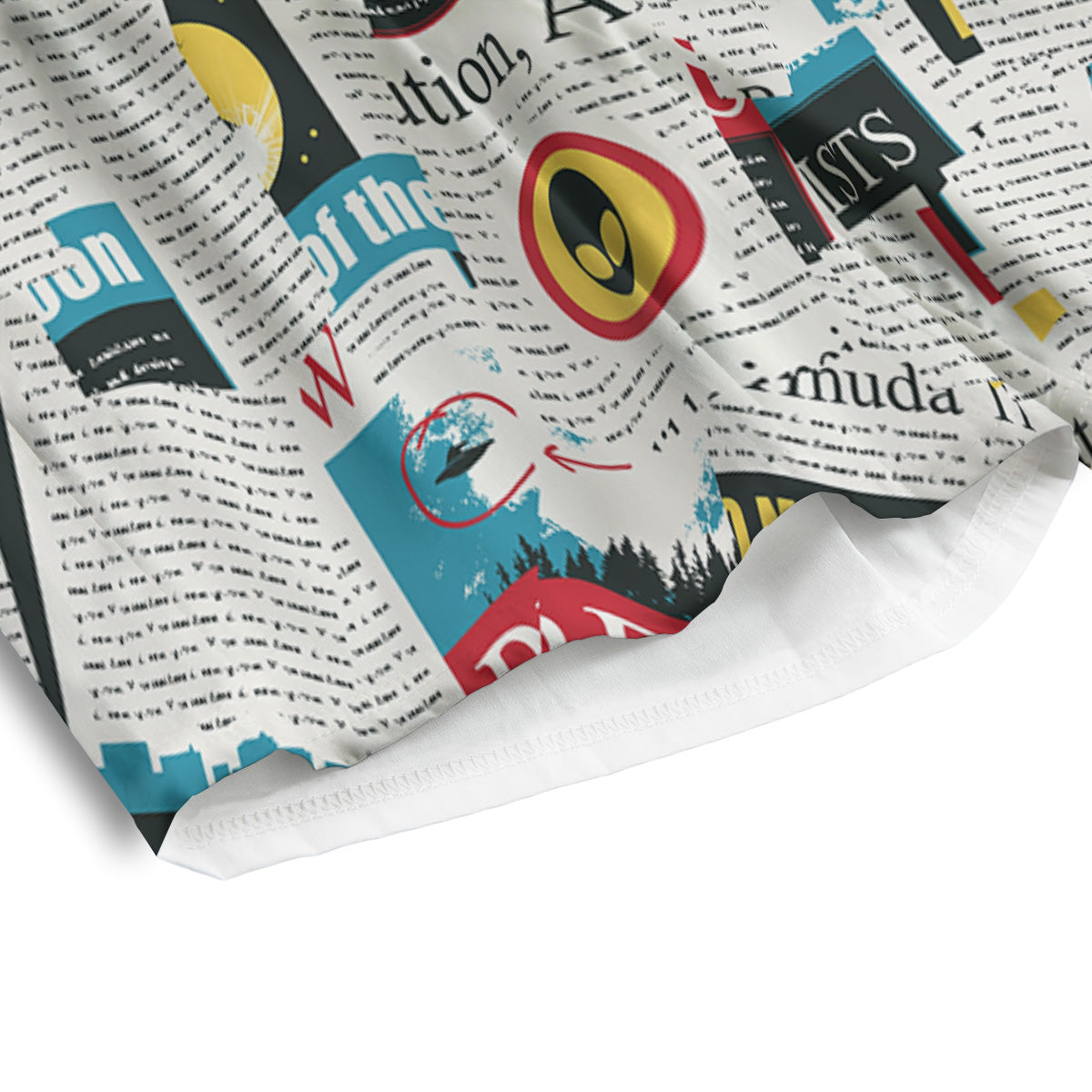 Newspaper Clippings On Aliens Topic Colorful Print Pattern Men's Athletic Shorts