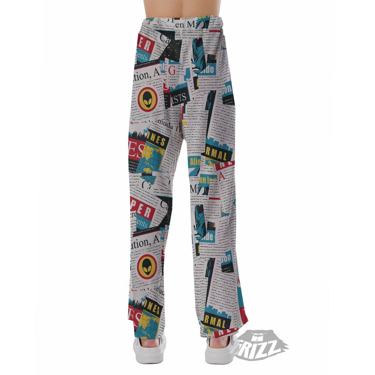 Newspaper Clippings On Aliens Topic Colorful Print Pattern Pajama Pants-grizzshop