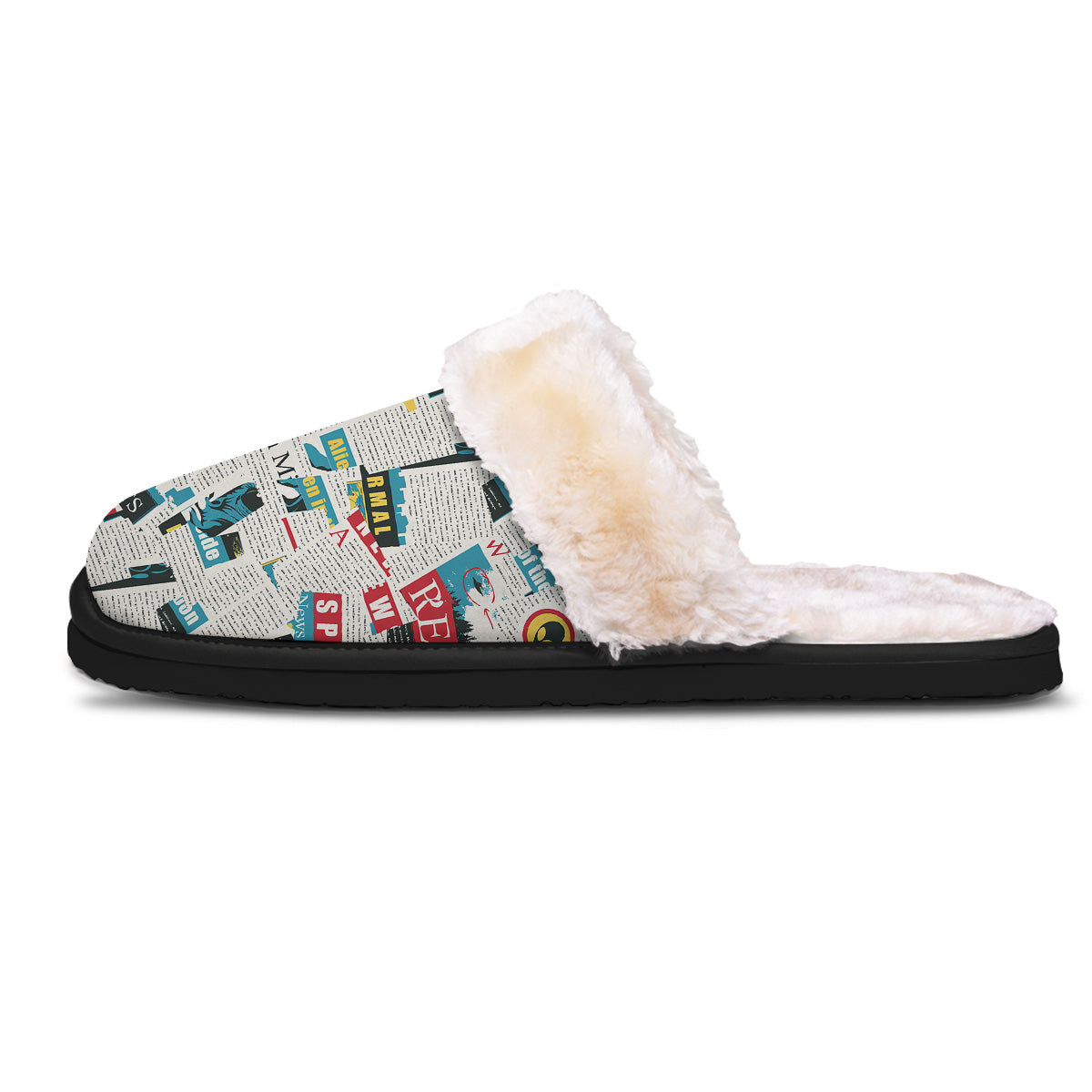 Newspaper Clippings On Aliens Topic Colorful Print Pattern Slippers-grizzshop