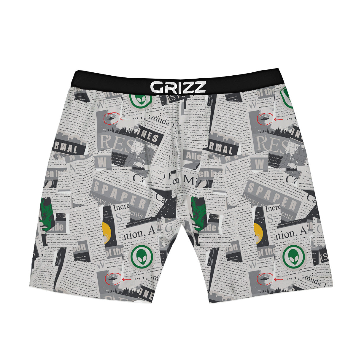 Newspaper Clippings On Aliens Topic Print Pattern Boxer Briefs-grizzshop