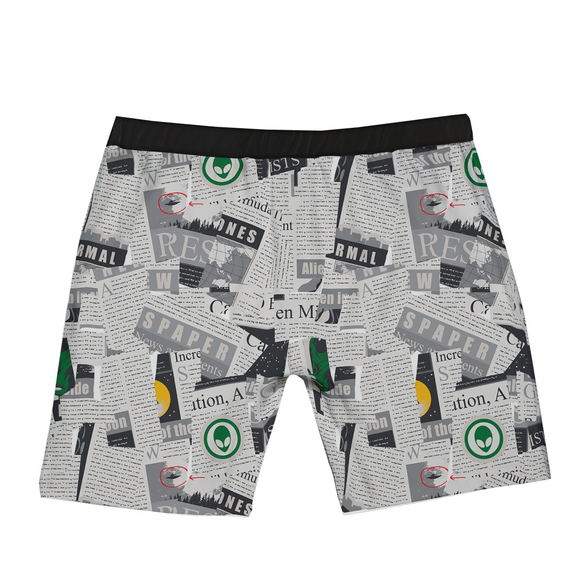 Newspaper Clippings On Aliens Topic Print Pattern Boxer Briefs-grizzshop