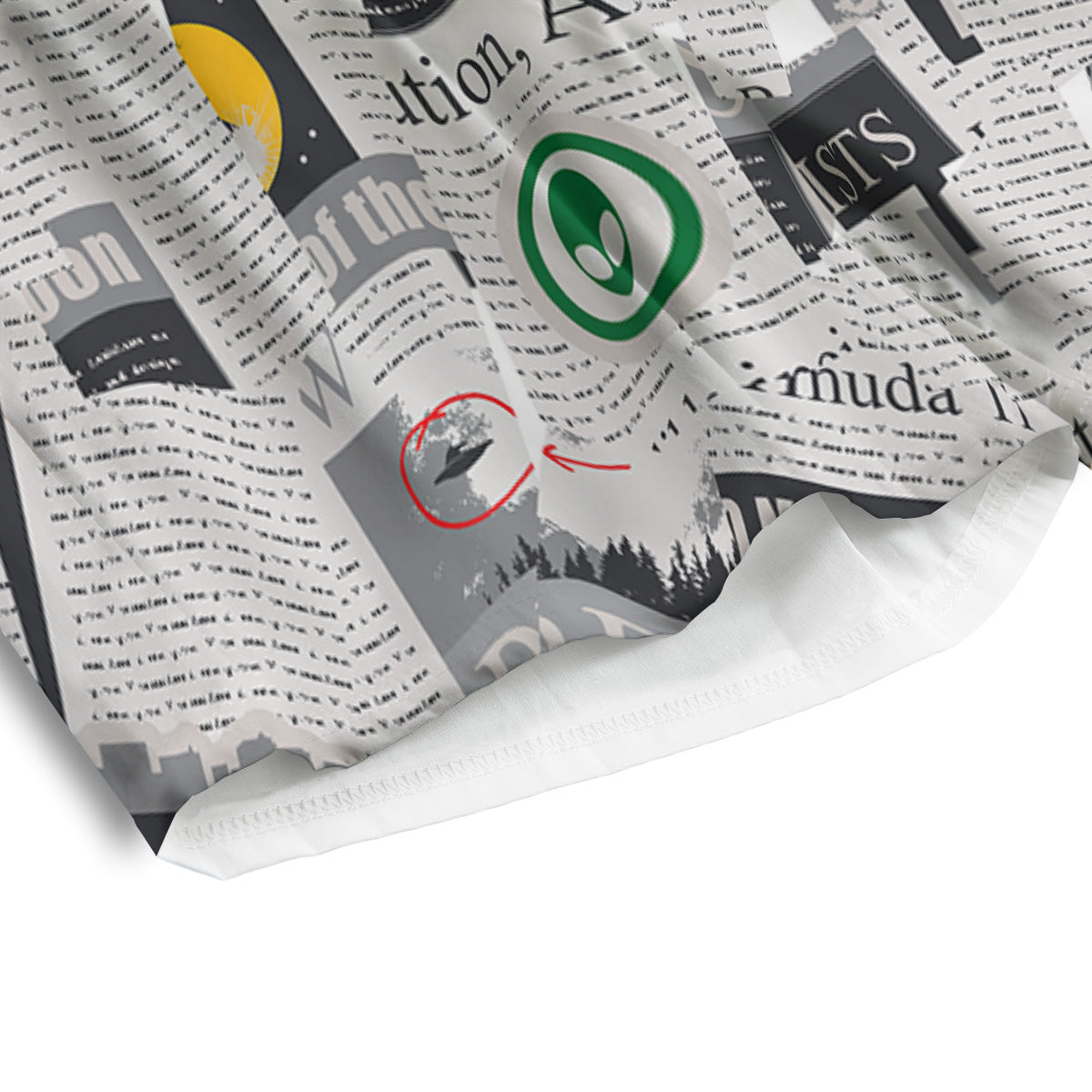 Newspaper Clippings On Aliens Topic Print Pattern Men's Athletic Shorts