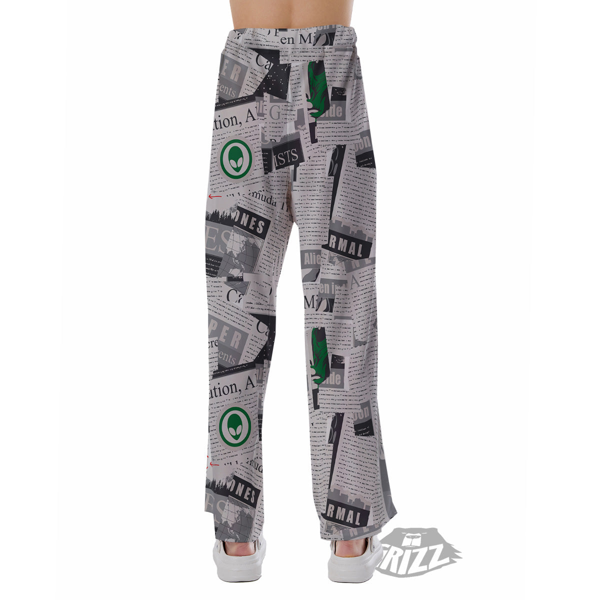 Newspaper Clippings On Aliens Topic Print Pattern Pajama Pants-grizzshop