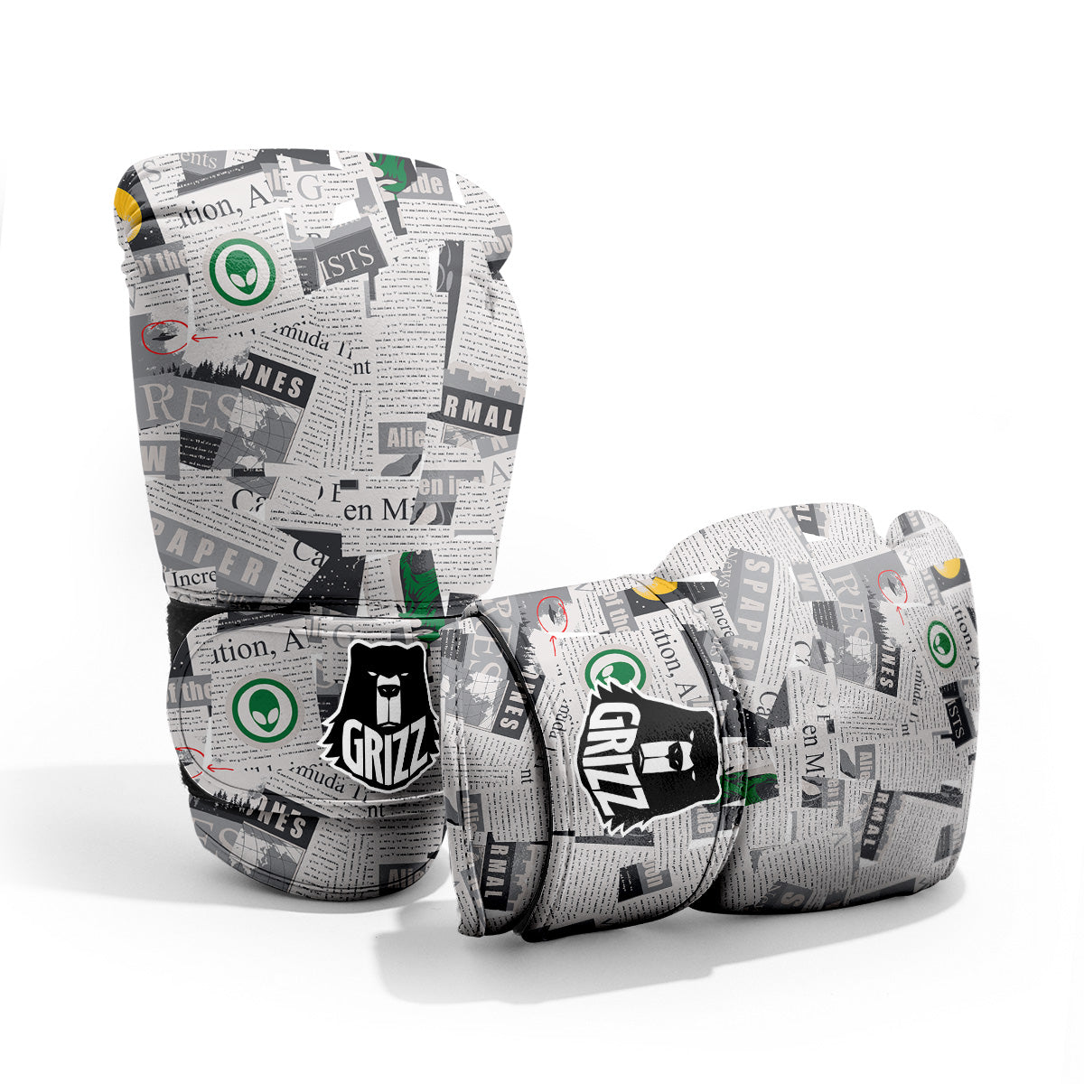 Newspaper Clippings On Aliens Topic Print Pattern Pro Boxing Glove