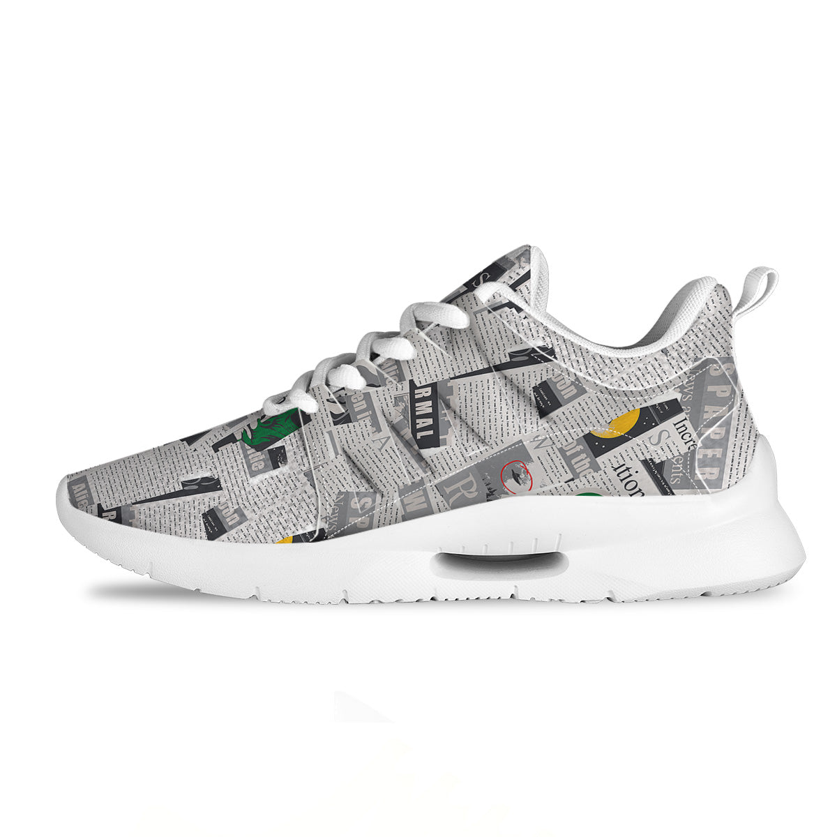 Newspaper Clippings On Aliens Topic Print Pattern Tennis Shoes-grizzshop