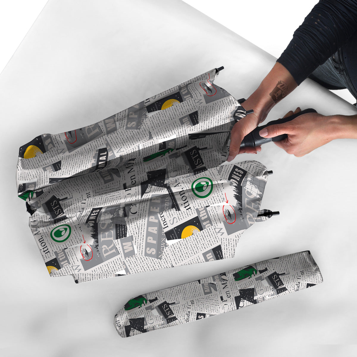 Newspaper Clippings On Aliens Topic Print Pattern Umbrella-grizzshop