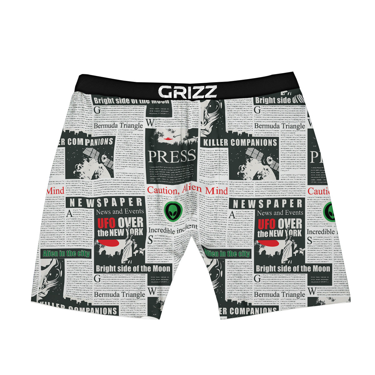 Newspaper Headlines Alien Print Pattern Boxer Briefs-grizzshop