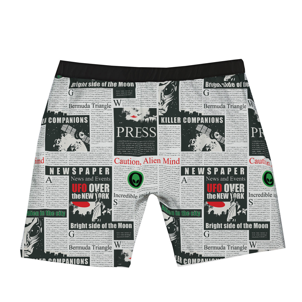 Newspaper Headlines Alien Print Pattern Boxer Briefs-grizzshop