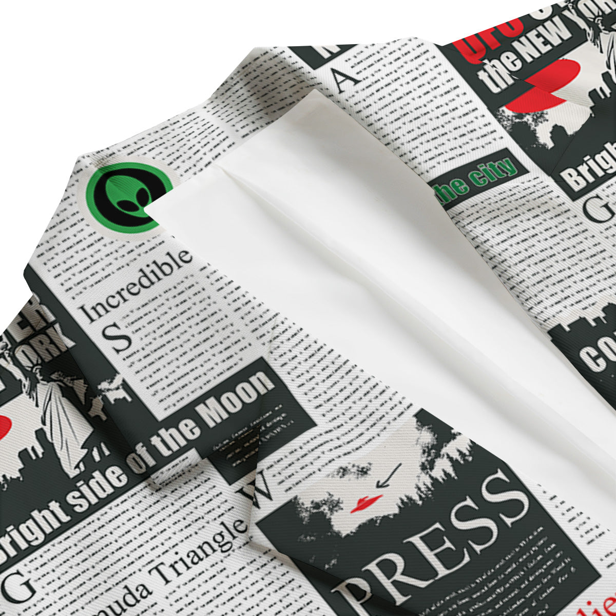 Newspaper Headlines Alien Print Pattern Men's Blazer-grizzshop