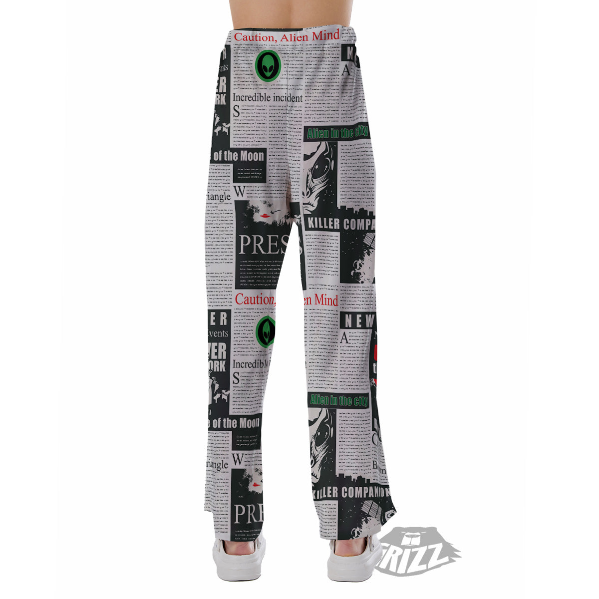 Newspaper Headlines Alien Print Pattern Pajama Pants-grizzshop