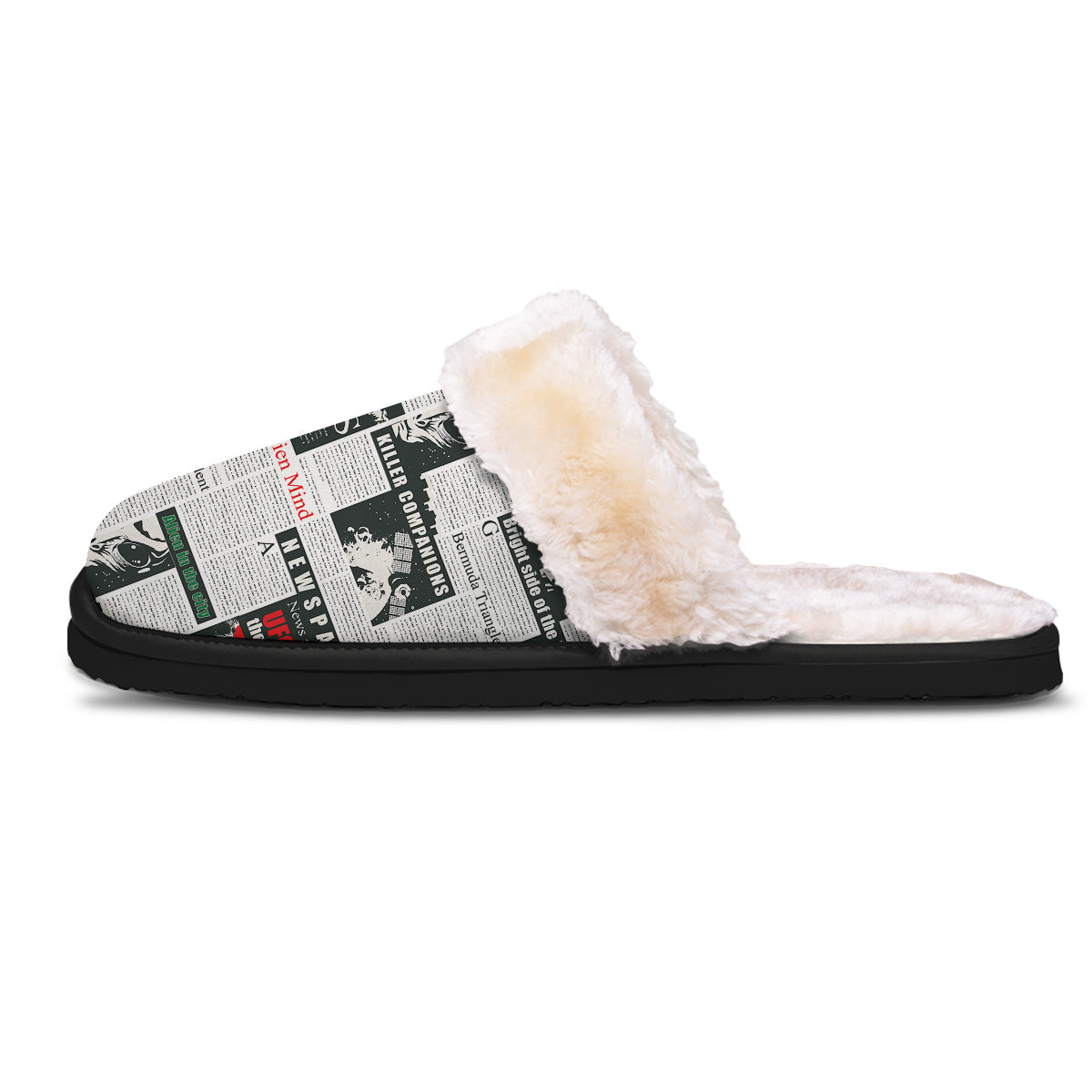 Newspaper Headlines Alien Print Pattern Slippers-grizzshop
