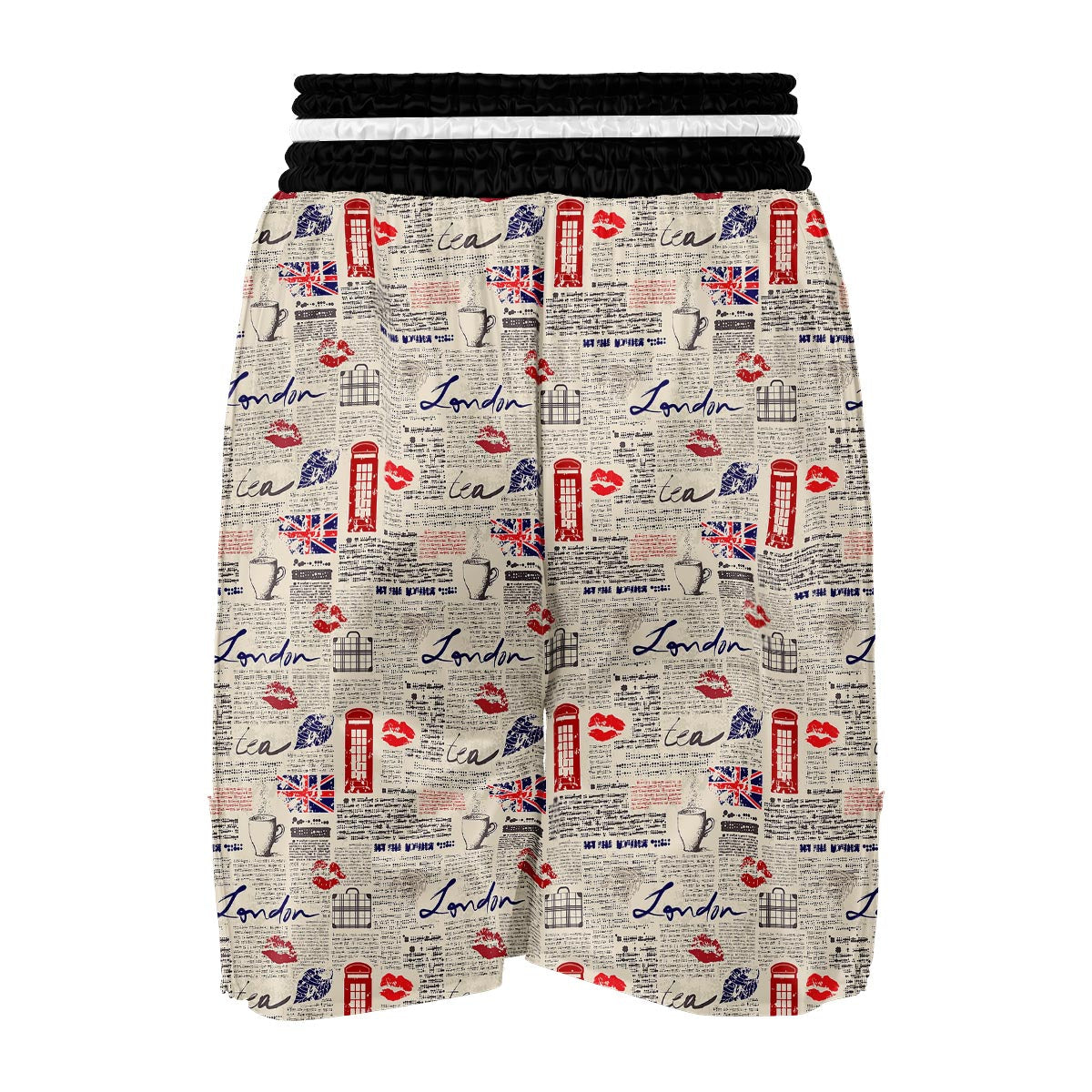 Newspaper Pattern Print Boxing Shorts-grizzshop