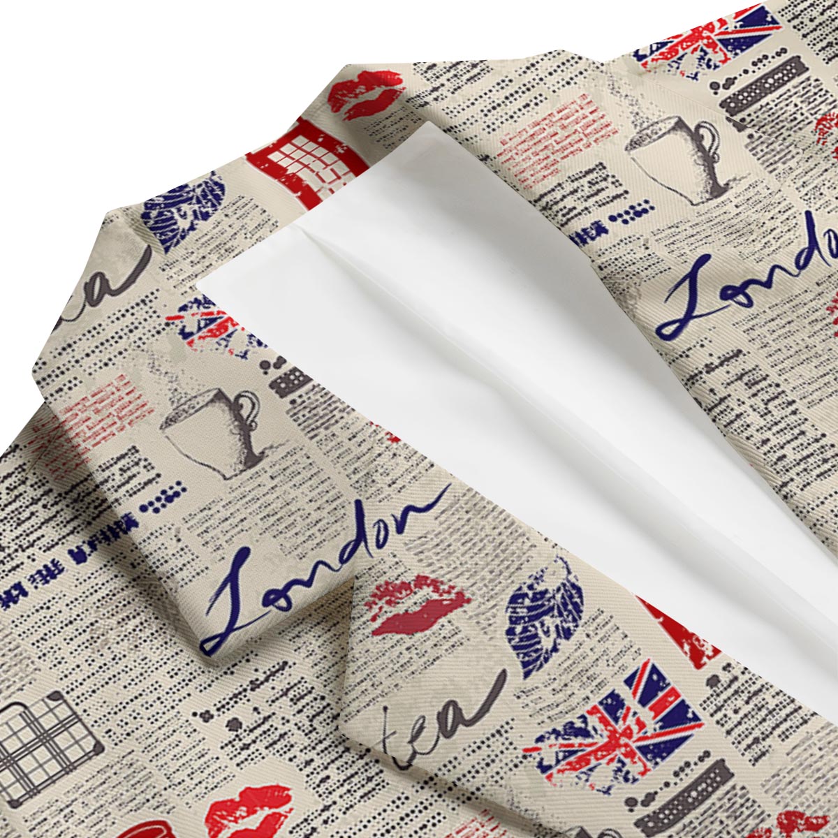 Newspaper Pattern Print Men's Blazer-grizzshop