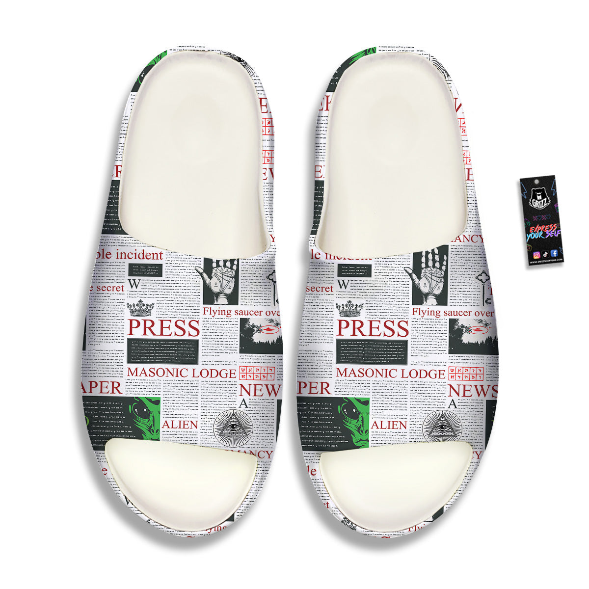 Newspaper Aliens Topic Print Pattern Sandals-grizzshop