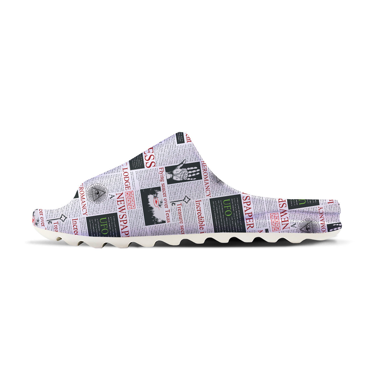 Newspaper Aliens Topic Print Pattern Sandals-grizzshop